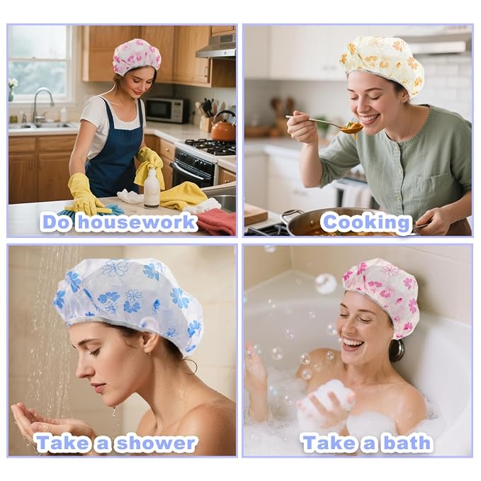 18Pcs Plastic Shower Caps for Women Waterproof Bath Caps Bathing Hair Cap - Image 7