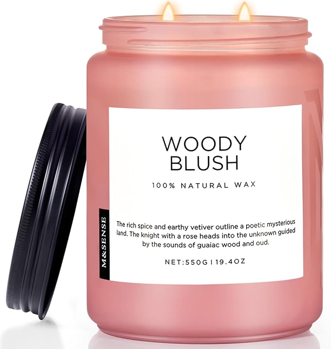 M&SENSE Large Rose Oud Soy Candles, 19.4oz Natural Soy Wax, 110-Hour Long by MSENSE
