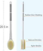 Shower Brush with Soft and Stiff Bristles, 20.5" Extra Long Handle Dual-Sided - Image 3