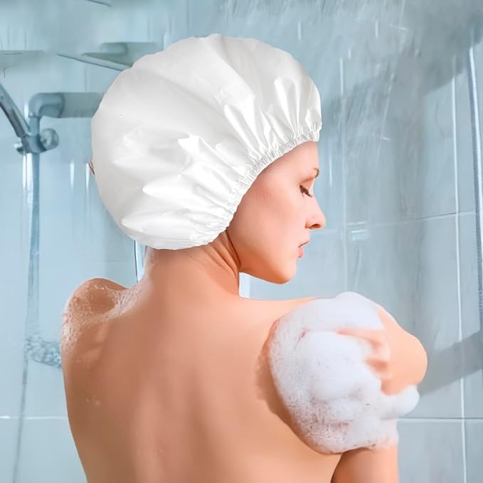 6 PCS Shower Caps for Women, Double Side Waterproof Shower Cap, Reusable - Image 2