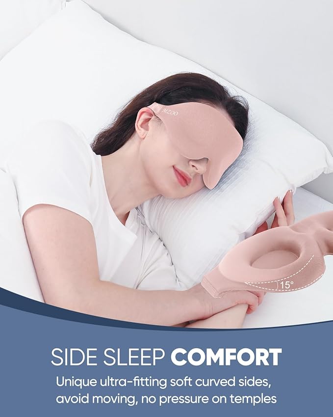 MZOO Luxury Sleep Eye Mask for Side Sleeper Men Women, Zero Eye Pressure 3D - Image 3
