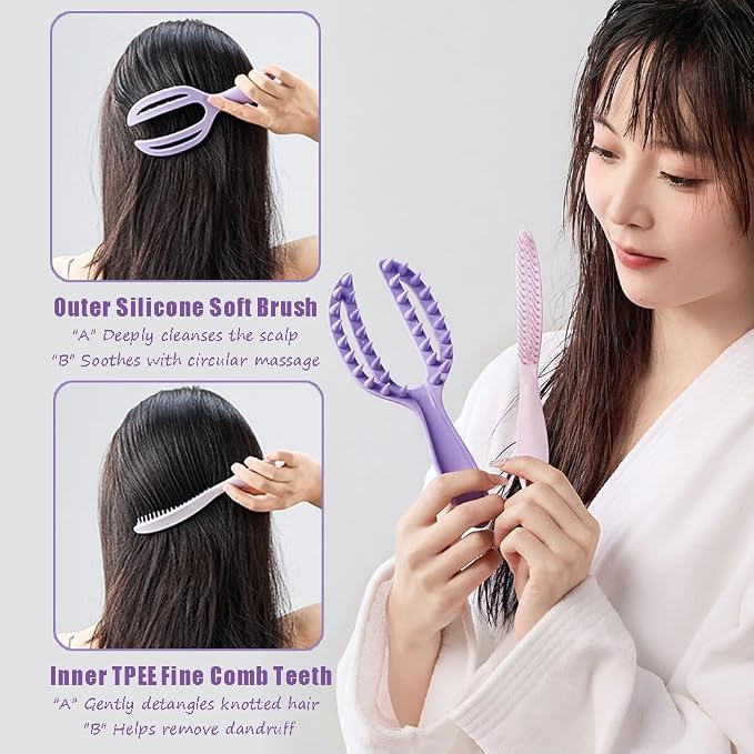 OULIGET 2-in-1 Scalp Massager Shampoo Brush, Hair Scrubber Scalp Stimulator - Image 2