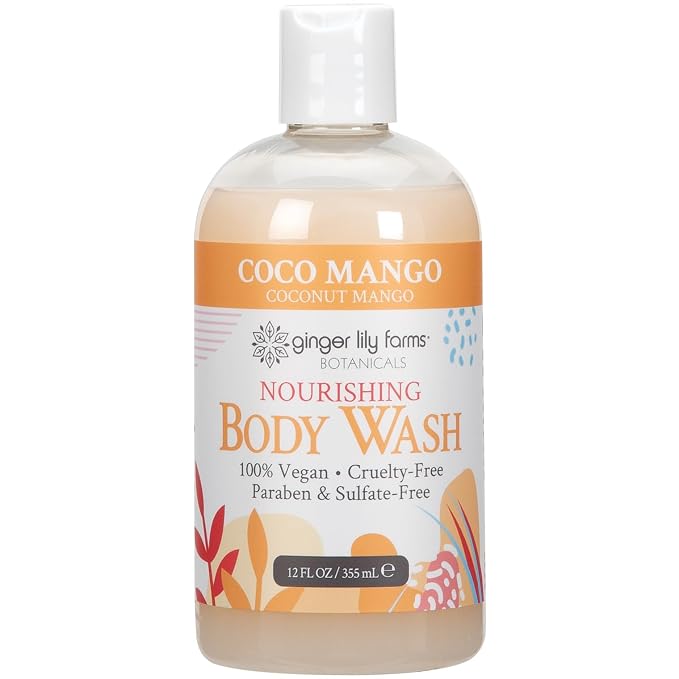 Ginger Lily Farms Botanicals Nourishing Body Wash, Coco Mango, 100% Vegan & by GingerLilyFarms