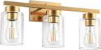 PARTPHONER 3-Light Bathroom Light Fixtures, Brushed Gold Vanity Light - Image 2