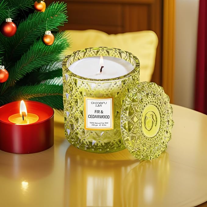 Chloefu LAN Fir & Cedarwood Scented Holiday Candle Christmas Gift, Festival - Image 6