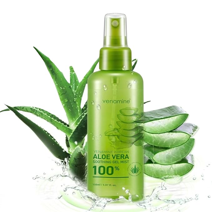 VENAMINE Korean Aloe Vera Soothing & Moisture 100% Gel Mist, 150 Gram by venamineofficial