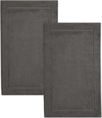 Hawmam Linen Cool Grey Bath Mats, 21 x 34 inches, Banded Design, Highly by HawmamLinen