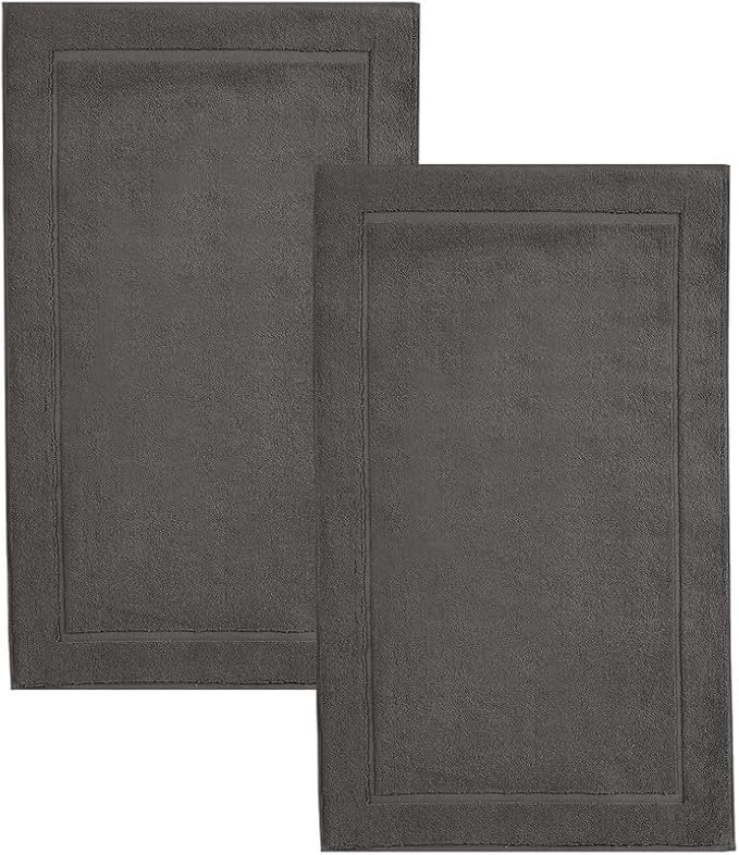 Hawmam Linen Cool Grey Bath Mats, 21 x 34 inches, Banded Design, Highly by HawmamLinen