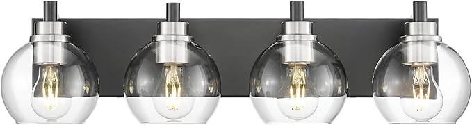 Bathroom Light Fixtures, 4-Light Black and Brushed Nickel Bathroom Vanity Light by Metwet