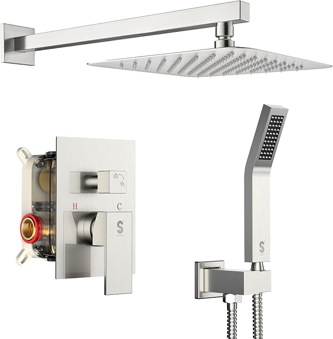 SR SUN RISE Shower Faucet Set Bathroom Square Rain Shower Head by SRSUNRISE