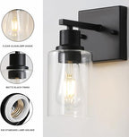 Bathroom Vanity Light Fixtures, 1-Light Matte Black Bathroom Lights, Wall - Image 3