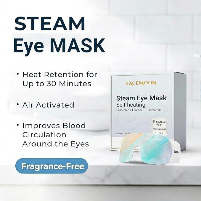 16 Packs Self Heating Steam Eye Masks: Disposable Moist Warm Compress - Image 3