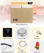 CGOLDENWALL 9KW Commercial Self-Draining Steam Generator Shower System Home - Image 8