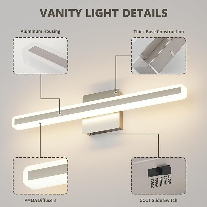 JUSHENG Brushed Nickel Vanity Lights - Image 5
