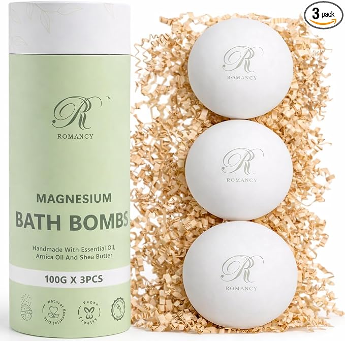 Magnesium Bath Bombs Gift Set – XL Epsom Salt Bath Bombs by Romancy