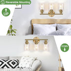 3-Light Gold Bathroom Light Fixtures, Modern Bathroom Vanity Light - Image 9