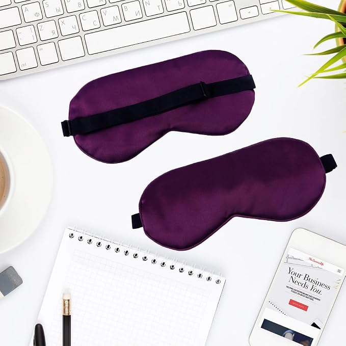 2 PCS Purple Silk Sleep Mask - Image 7