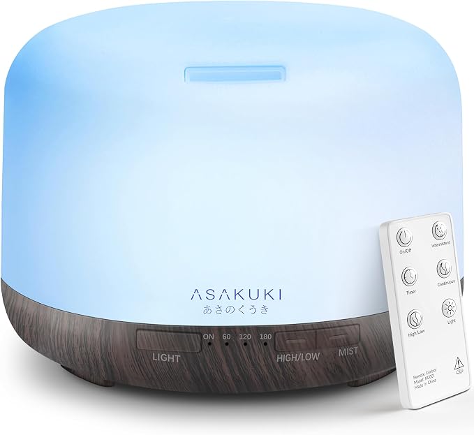 ASAKUKI Essential Oil Diffuser for Home, 500ML Aromatherapy Diffuser Humidifier by ASAKUKI