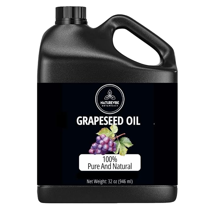 Naturevibe Botanicals Grapeseed Oil 32oz | 100% Pure Cold-Pressed & Lightweight by NaturevibeBotanicals
