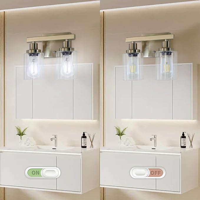 Bathroom Vanity Light, 2-Light Nickel Modern Matte Wall Sconce Lighting - Image 6