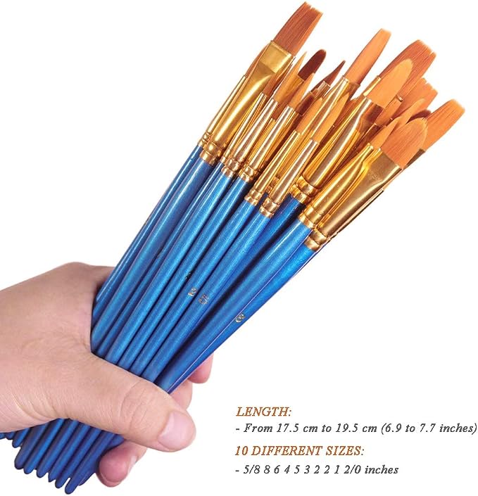 BOSOBO Paint Brush Sets, 6 Pack 60 Pcs Pointed-Round Tip Paintbrushes Nylon - Image 8