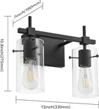 SOLFART Vintage 2 Lights Bathroom Light Fixtures Wall Sconces Black Vanity - Image 3