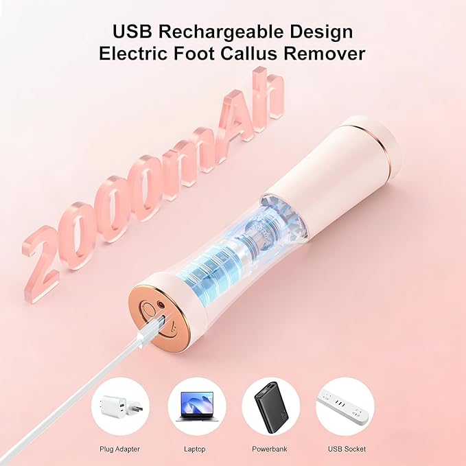 2026 Upgraded Electric Foot Callus Remover, 3-Speed Ergonomic Rechargeable - Image 5