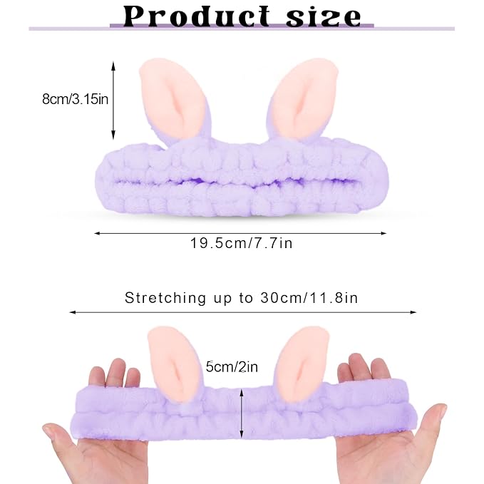 Jowmoy Cute Rabbit Ears Headband Frog Eye Elastic to Wash Face - Image 2