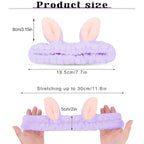 Jowmoy Cute Rabbit Ears Headband Frog Eye Elastic to Wash Face - Image 2