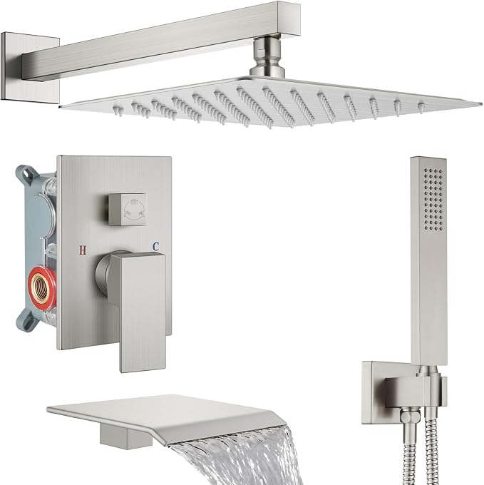 Midanya Shower System with Tub Spout, Bathtub Shower Faucet Set with Square by Midanya