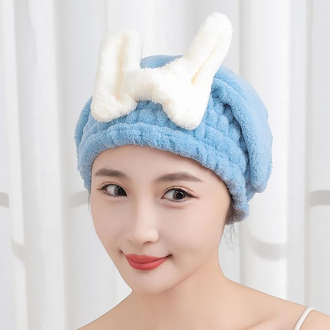 Microfiber Hair Drying Cap, Ultra Absorbent Hair Towel Wrap Turban - Image 7