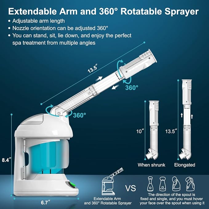 DENFANY Hair Steamer Facial Steamer 2 in 1 – Nano Ionic Steam - Image 6