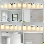 5-Light Bathroom Light Fixtures, Modern Vanity Lights, Chrome Metal Wall Lamp - Image 3