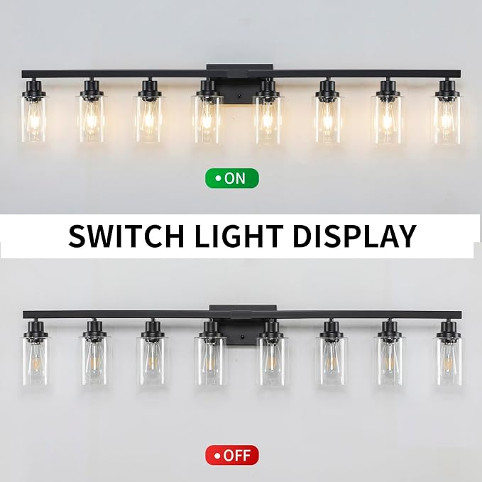 8 Light Bathroom Vanity Lights Over Mirror, 52inch Black Vanity Lights Fixtures - Image 4