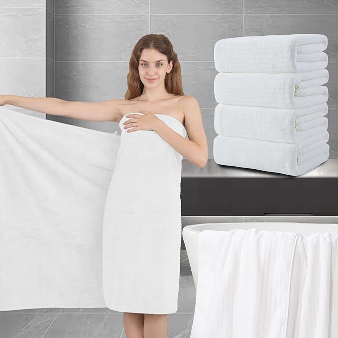 Extra Large Bath Sheet Set of 4, Ultra Soft Fluffy Towel, 35”x 70”Oversized by JessyHome