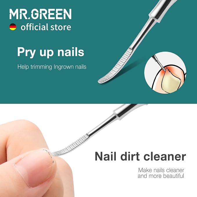 MR.GREEN Multi-Function Nail Care Tools Cuticle Pusher Nail Dirt Cleaner Double - Image 4