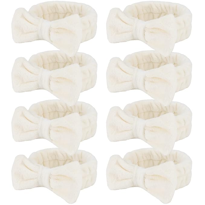Ondder Spa Headband for Washing Face 8 Pack Beige Skincare Headbands for Women by Ondder