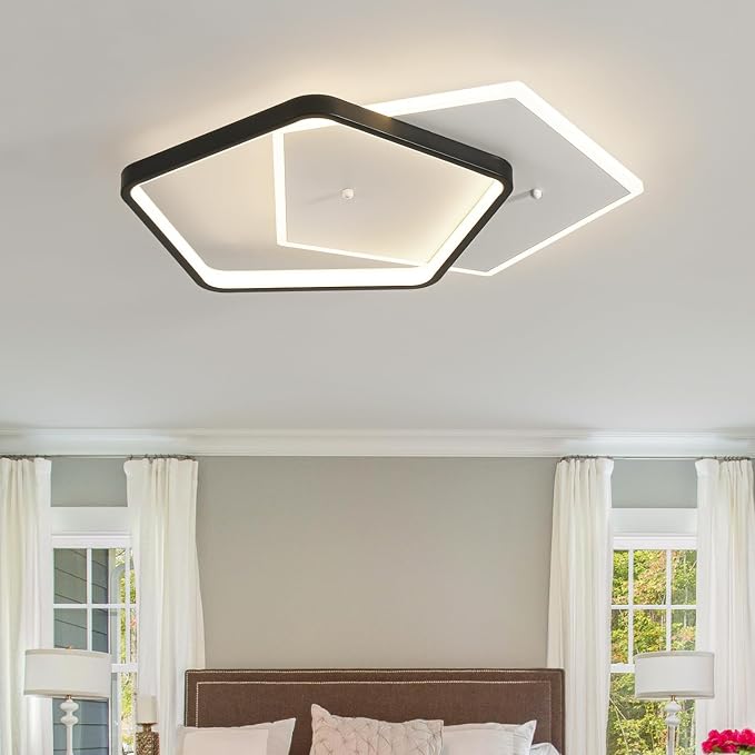 Shine LUEST Modern LED Ceiling Light Fixture Dimmable Black Flush Mount Ceiling - Image 7