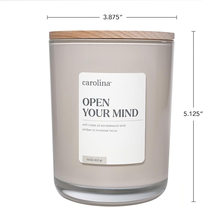 Carolina Open Your Mind Scented Candle, 16 oz Sandalwood & Amber Scented - Image 4