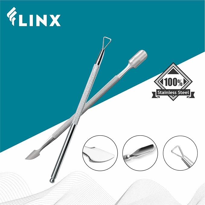 FLINX Metal Cuticle Pusher Tool 4 Pcs Nail Manicure Tools Nail Tᴏols - Image 7