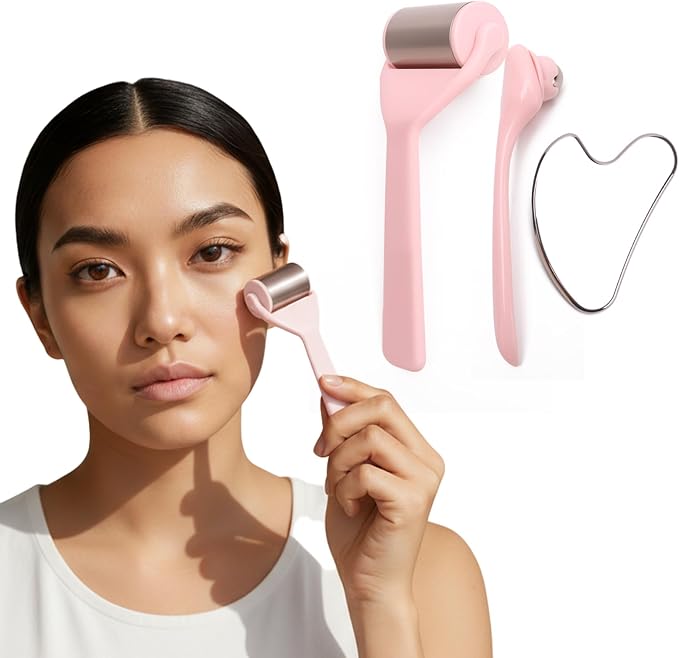 Ice Roller for Face&Eyes with Gua Sha Facial Tool, 3-Pcs Stainless Steel Facial by Unknown