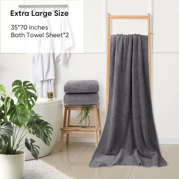 HOMEXCEL Bath Sheets Towels Set Pack of 2, Ultra Soft Bath Towels - Image 2
