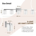 LED Modern Bathroom Light Fixtures Over Mirror, 5-Light Brushed Nickel Vanity - Image 5
