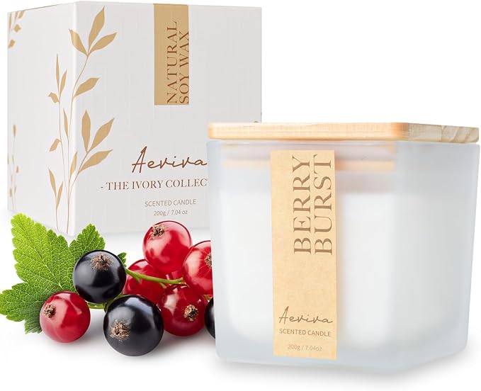 Scented Candle, 7.04 oz Berry Burst Aromatherapy Candle, Natural Soy Wax by Aeviva