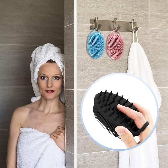 2 in 1 Silicone Body Scrubber Shampoo Brush, Shower Body Scrubber, Silicone - Image 4