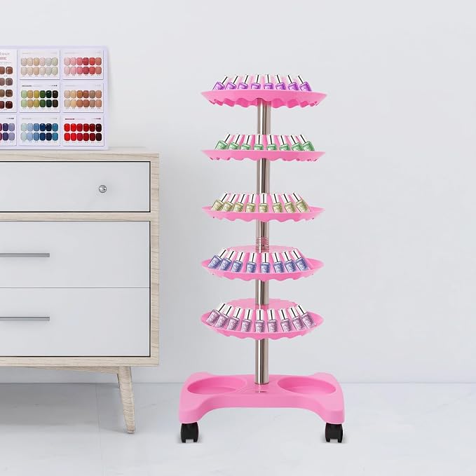 Nail Polish Trolley Organizer, 5 Tiers 360° Rotating Tray Nail Polish Spinning - Image 8