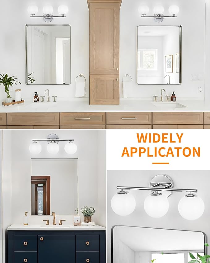 Globe Bathroom Light Fixtures Chrome Vanity Light - Image 7