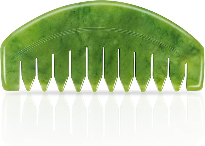 Gua Sha Comb, Natural Guasha Stone Jade, Head Scalp Caring Massage Comb by LEOSENSETOOLSFORYOU