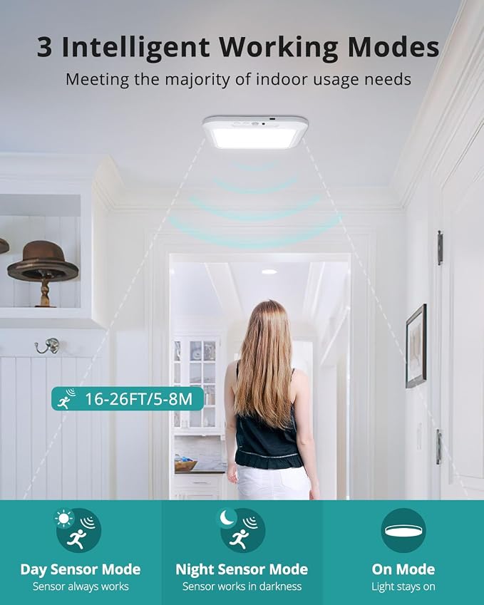 wowatt Rechargeable Battery Operated Ceiling Light, Motion Sensor Light Indoor - Image 5