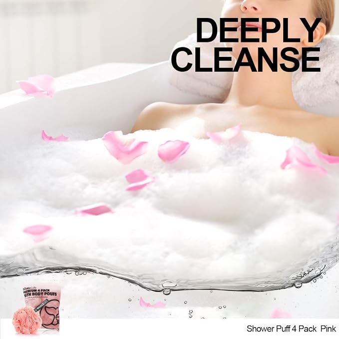 Loofah Sponge Bath Sponge for Women Men 4 Pack - Image 5